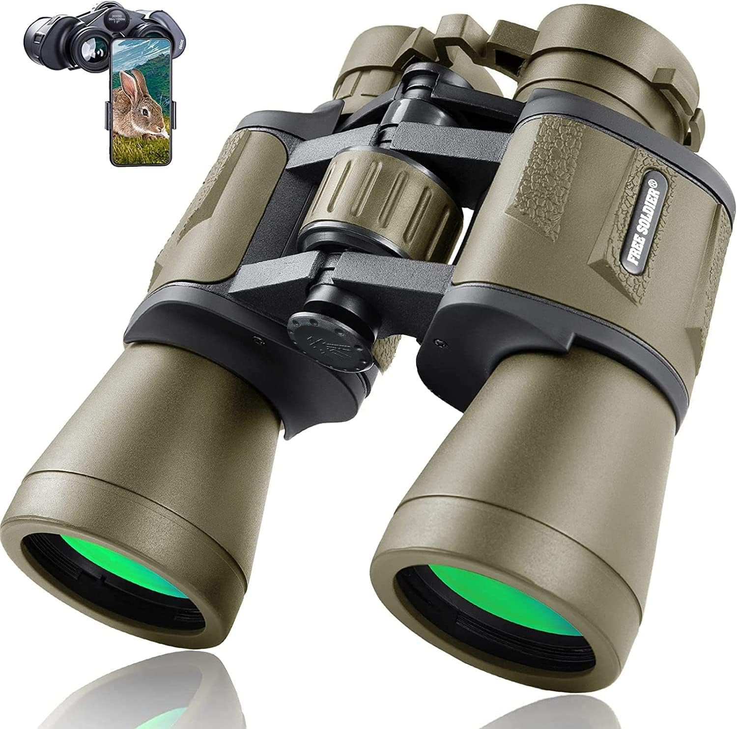 Best Binoculars with Smartphone Adapter:Free Soldier Compact Waterproof Tactical Binoculars for Bird Watching Hunting Hiking